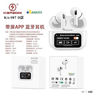 Fone sem fio Bluetooth com borrachinha Com digital KA987D